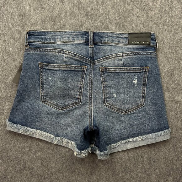 Kendall + Kylie The icon Cuffed Jean Shorts Women's Size 7 / 28 Distressed NWT - Picture 2 of 12